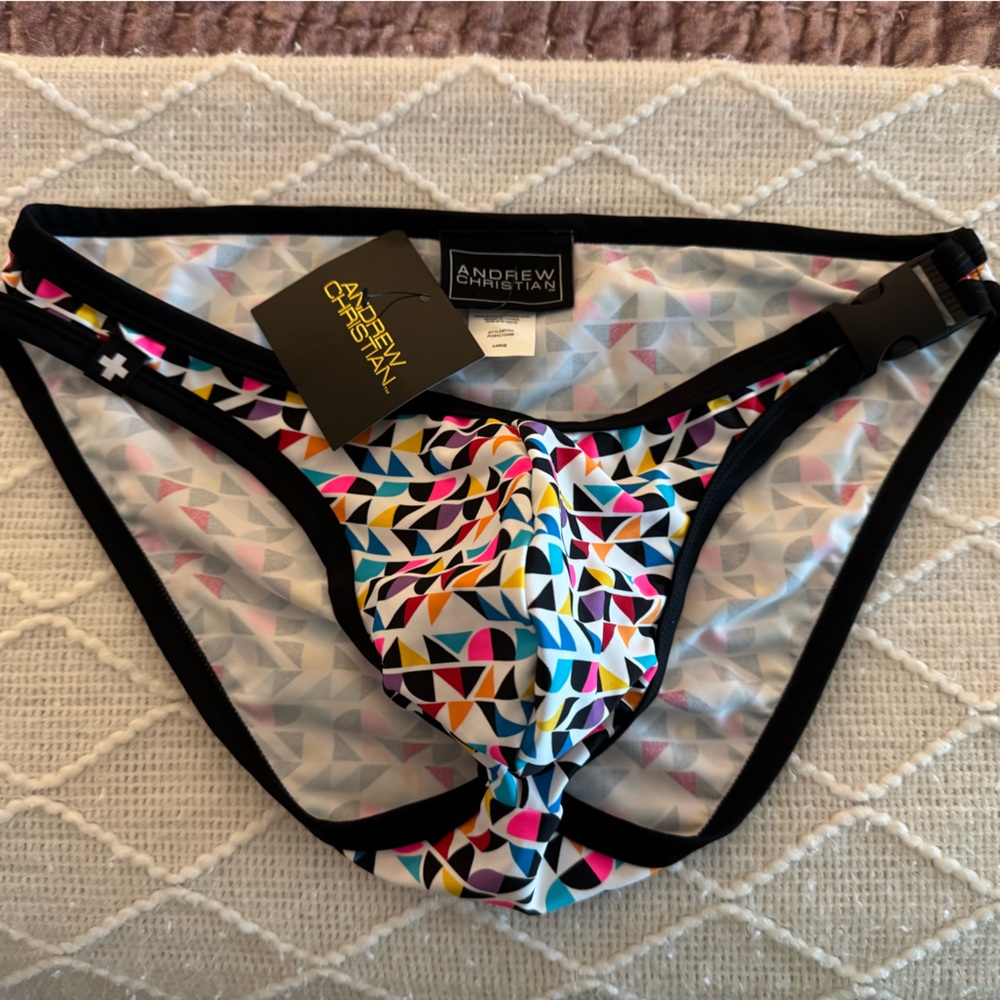 Andrew Christian Geometric Print Swim Bottoms Multicolor